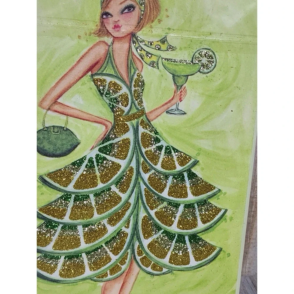 Papyrus Bella Pilar Glitter Lime Margarita Girls Night Greeting Card with Recipe